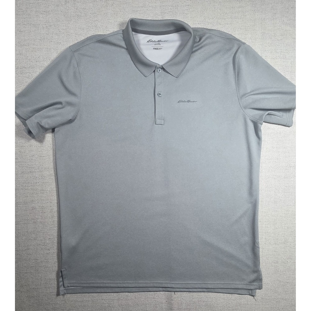 Eddie Bauer Men's TXL Tall XL Gray FreeDry Short Sleeve Polo Shirt Spr/Sum 24